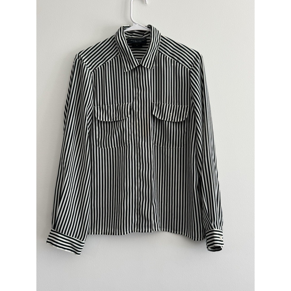 Vintage California Concepts Button Up Blouse Long Sleeves Dark Green Womens 12‎